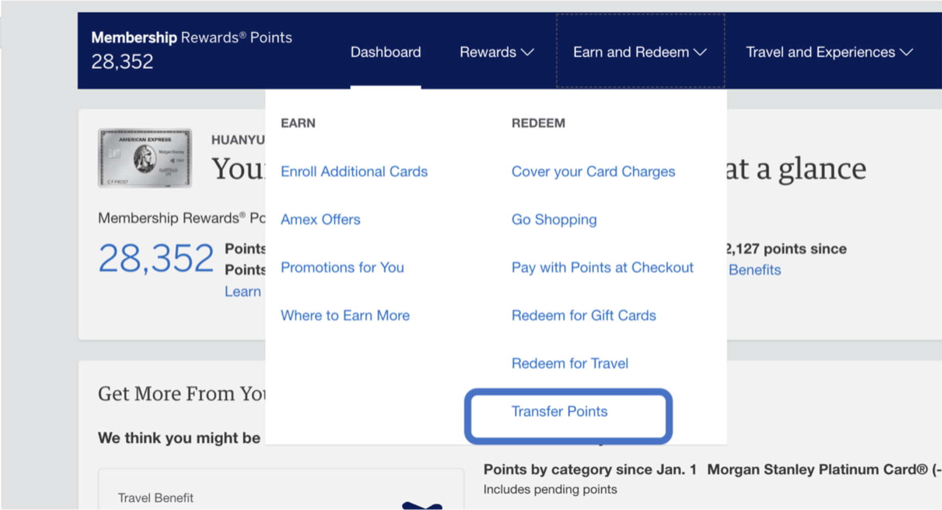 Amex Membership Rewards points transfer