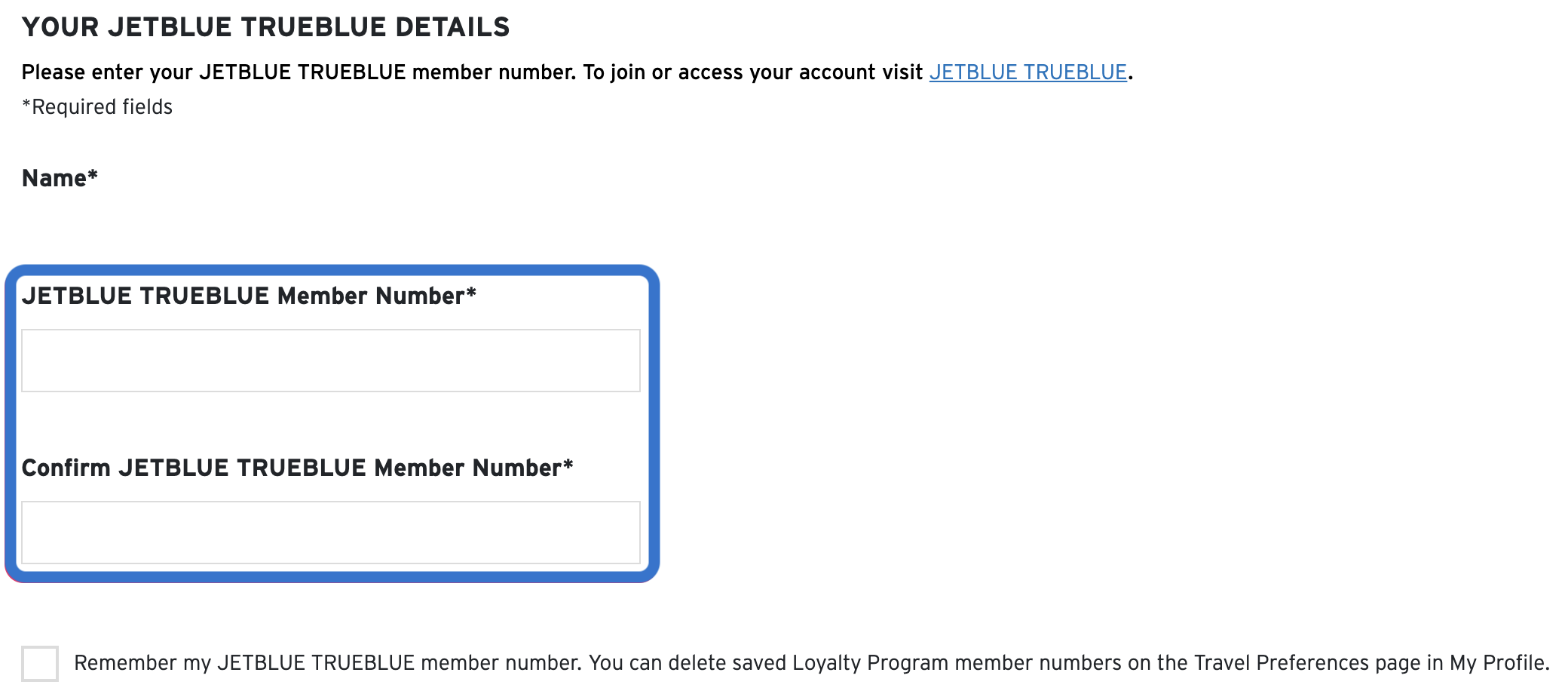 Entering the number of Citi ThankYou Points to transfer and airline loyalty account details