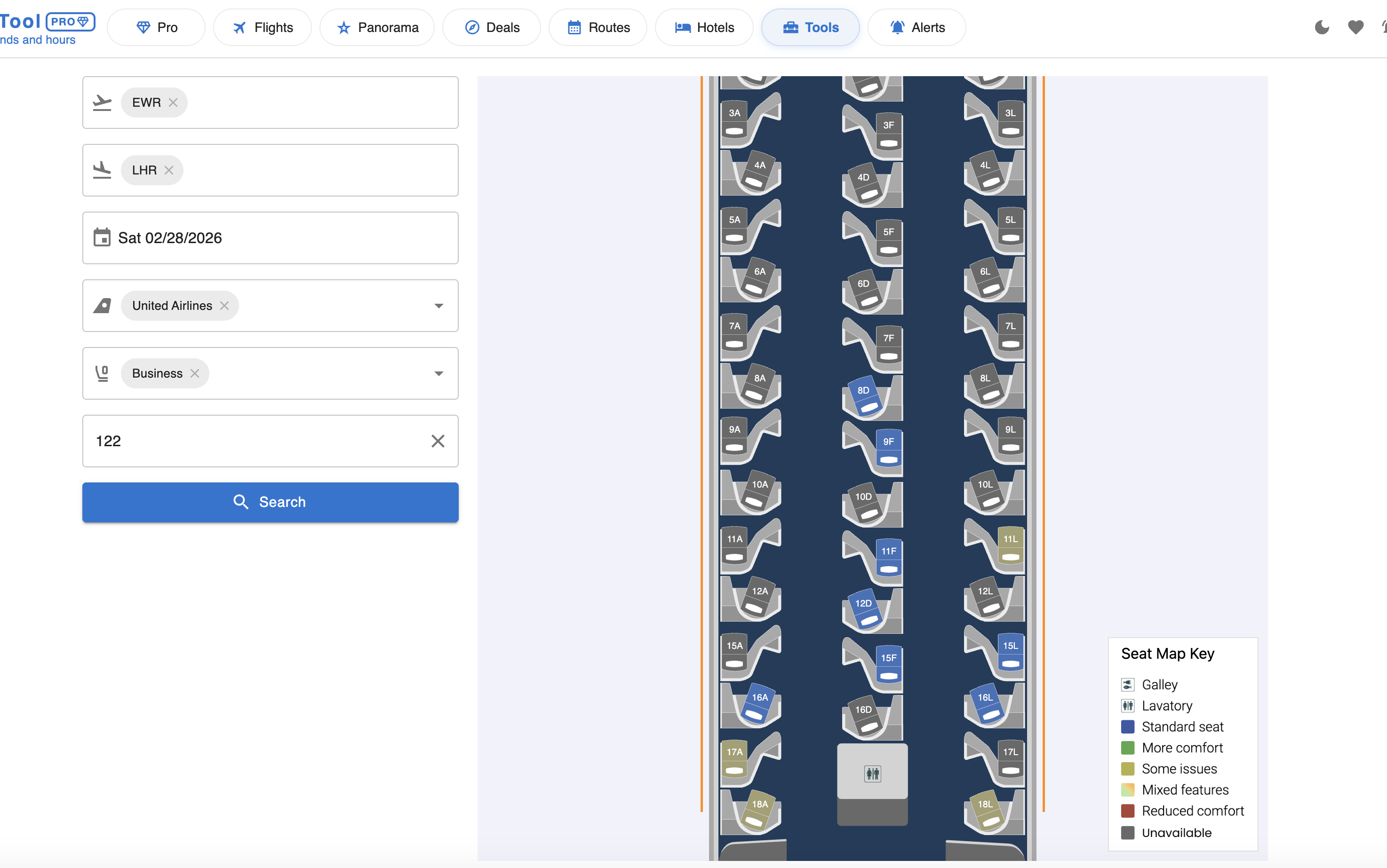 Live Seat Map tool with the flight details form and the generated seat map on the right